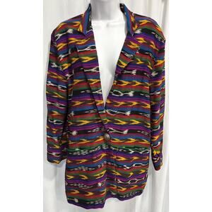 Central Falls Vintage Southwest Jacket Women's Medium Striped Woven Boho Blazer